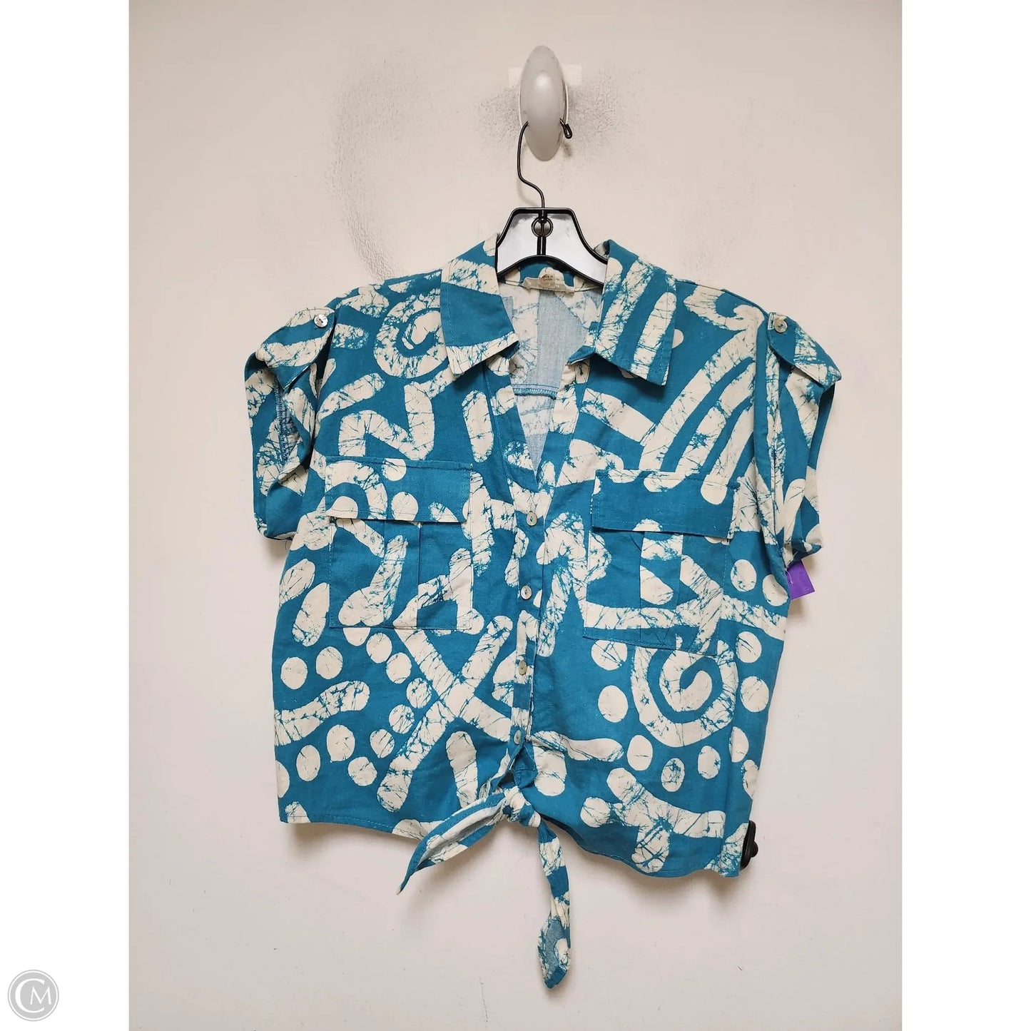 Top Short Sleeve By Haute Hippie In Blue & White, Size: S