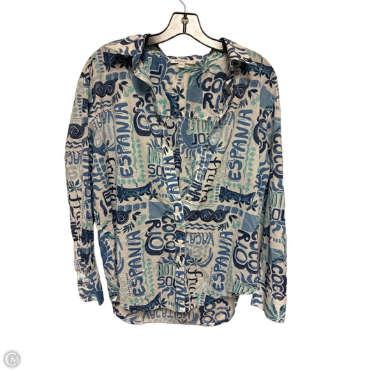 Top Long Sleeve By Chicos In Blue & White, Size: S