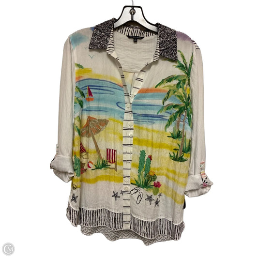 Top Long Sleeve By John Mark In Tropical Print, Size: S