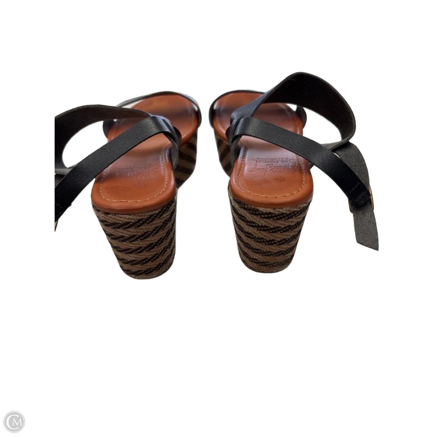 Sandals Heels Wedge By Jelly Pop In Black & Brown, Size: 8.5