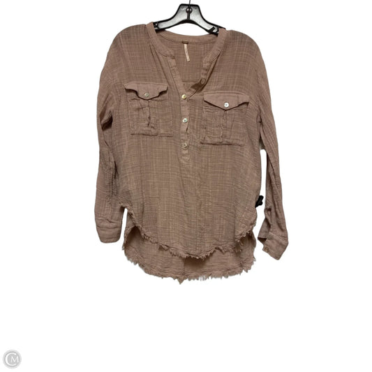 Top Long Sleeve By Free People In Taupe, Size: S