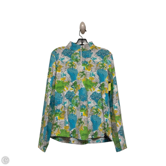 Athletic Top Long Sleeve Collar By Ibkul In Floral Print, Size: M