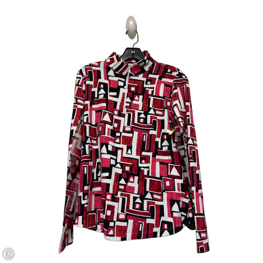Athletic Top Long Sleeve Collar By Ibkul In Black & Red, Size: M