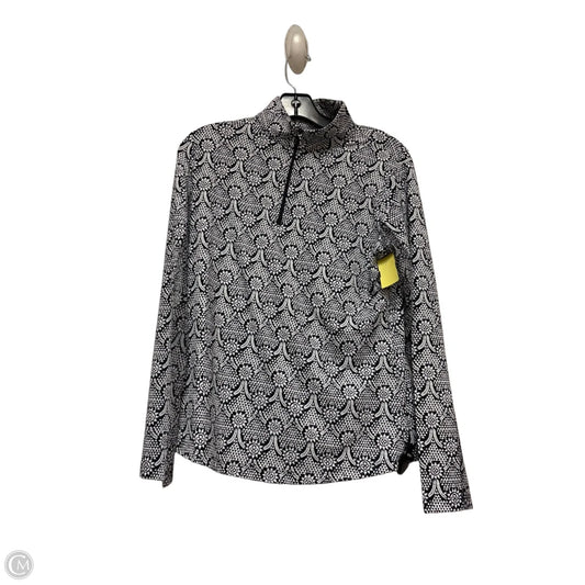 Athletic Top Long Sleeve Collar By Ibkul In Black & White, Size: M