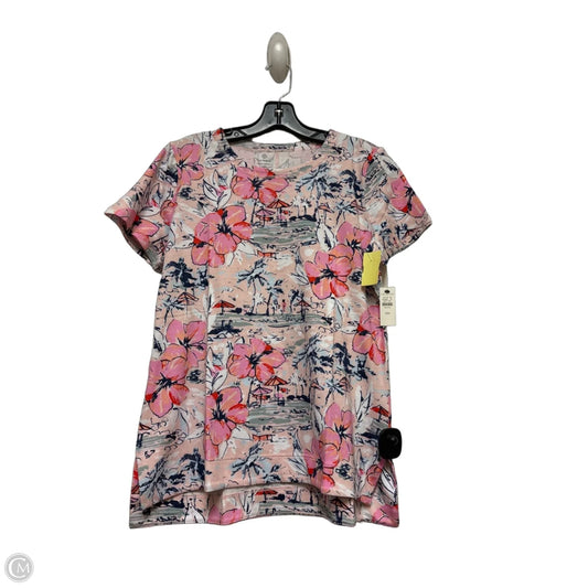 Top Short Sleeve Basic By Talbots In Floral Print, Size: Mp