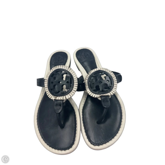 Sandals Designer By Tory Burch In Black & White, Size: 6