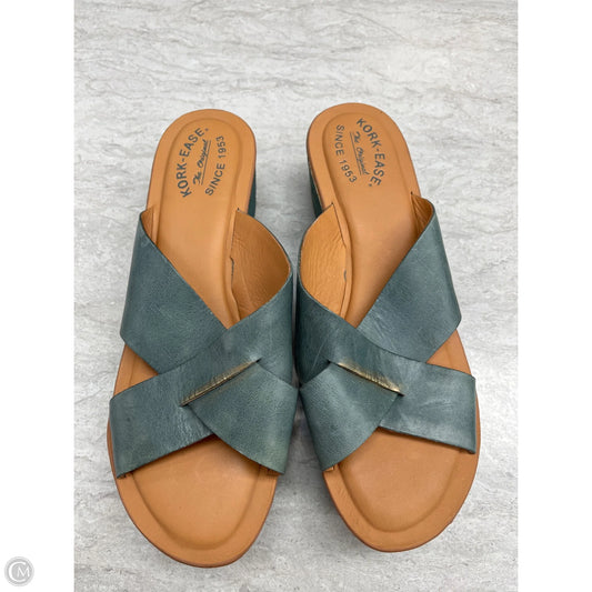 Sandals Heels Wedge By Kork Ease In Teal, Size: 10
