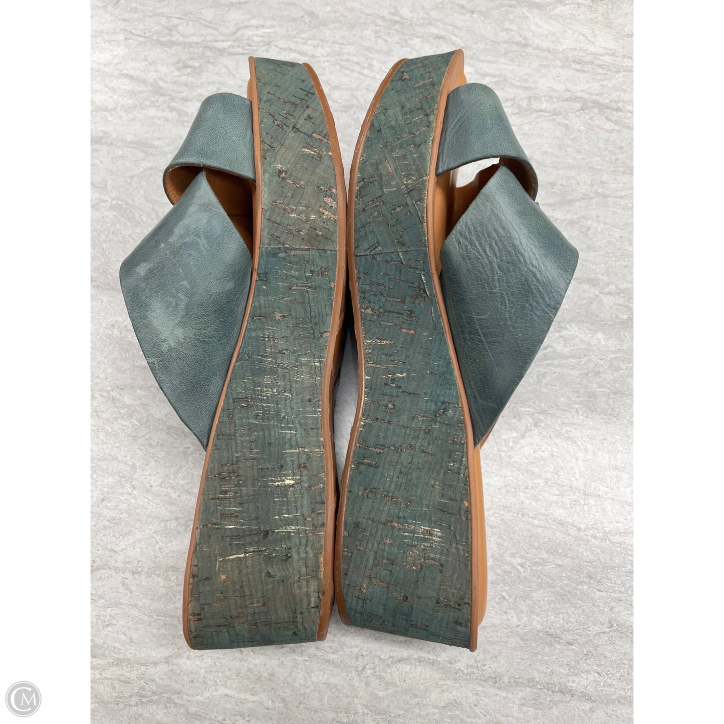 Sandals Heels Wedge By Kork Ease In Teal, Size: 10