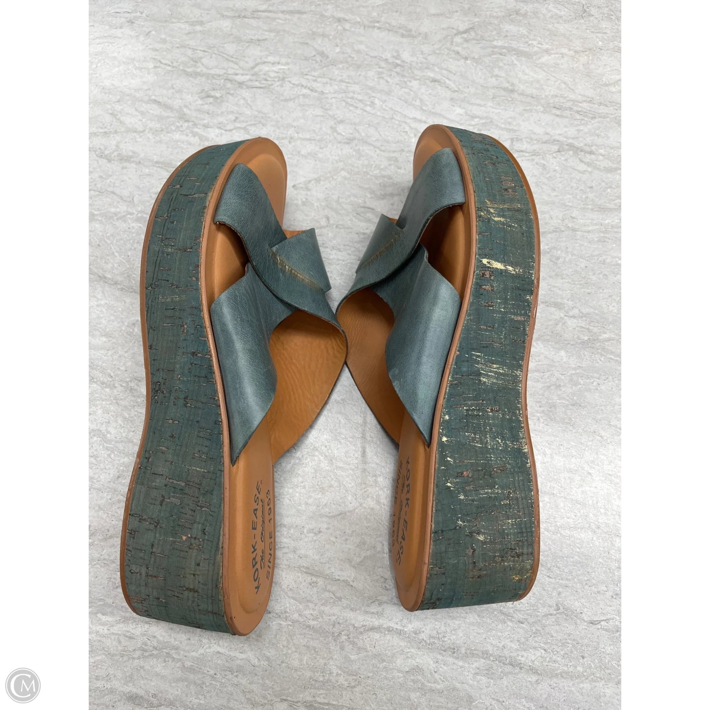 Sandals Heels Wedge By Kork Ease In Teal, Size: 10