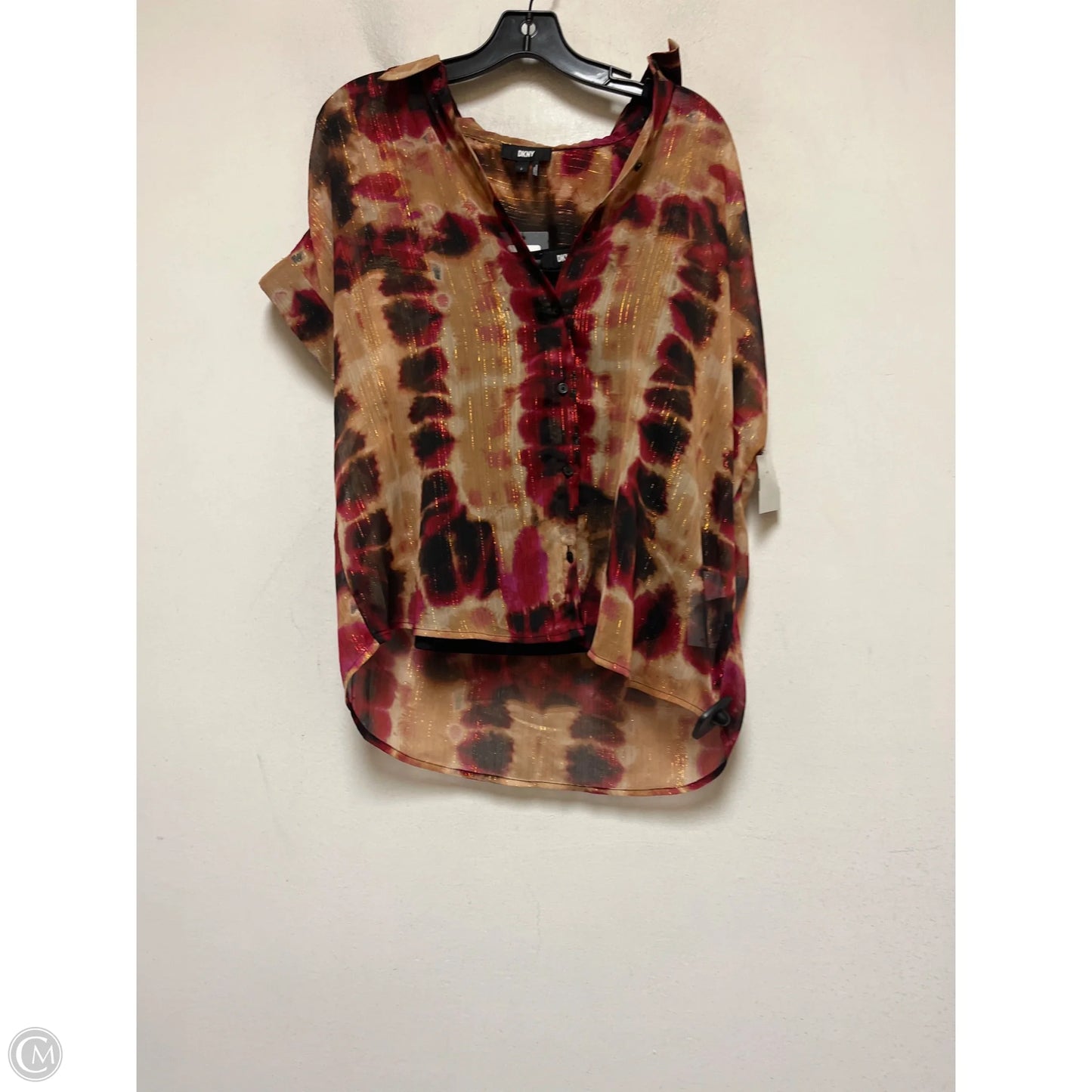 Top Short Sleeve By Dkny In Multi-colored, Size: S