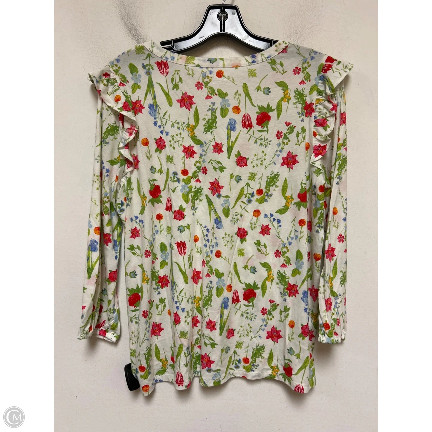 Top Long Sleeve Basic By Loft In Floral Print, Size: M