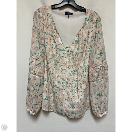 Top Long Sleeve By Kaari Blue In Floral Print, Size: M
