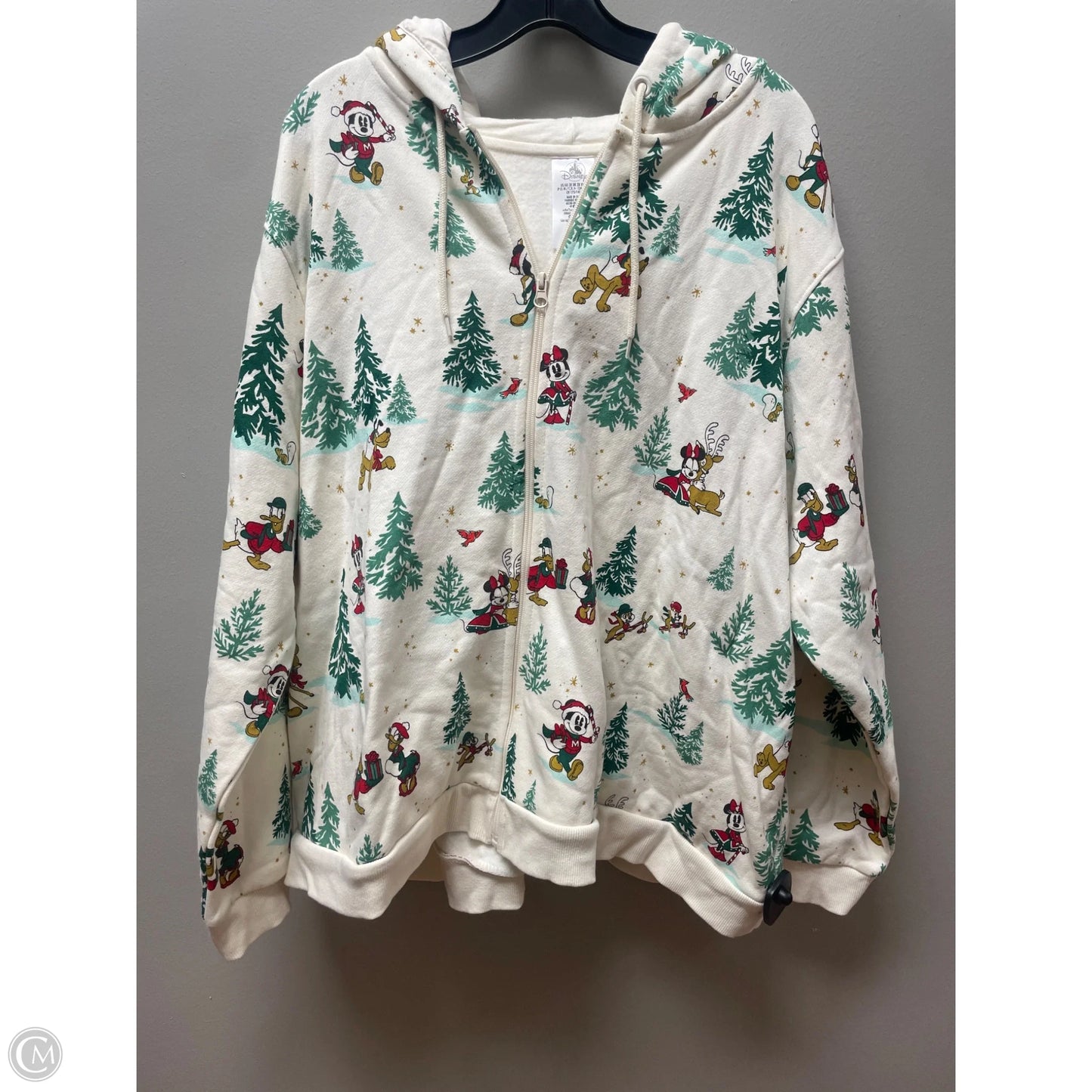Sweatshirt Hoodie By Disney Store In Cream & Green, Size: 3x