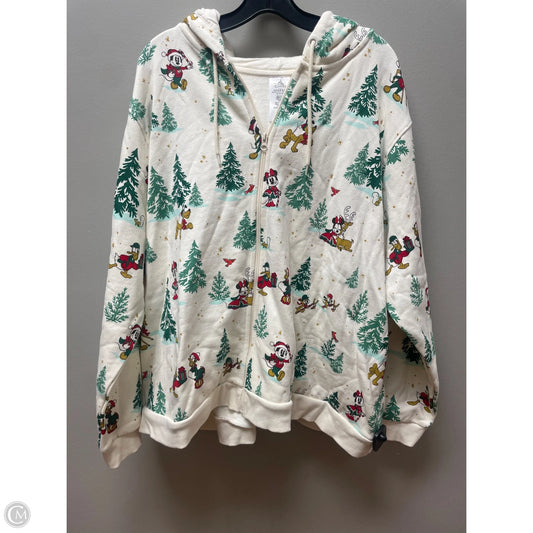 Sweatshirt Hoodie By Disney Store In Cream & Green, Size: 3x
