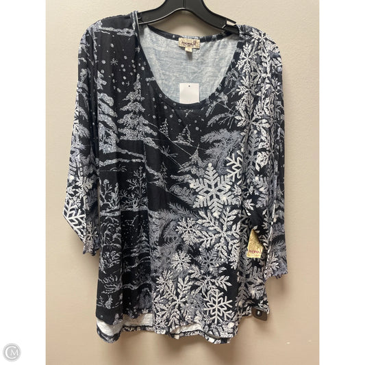 Top Short Sleeve Basic By One World In Black & Grey, Size: 3x