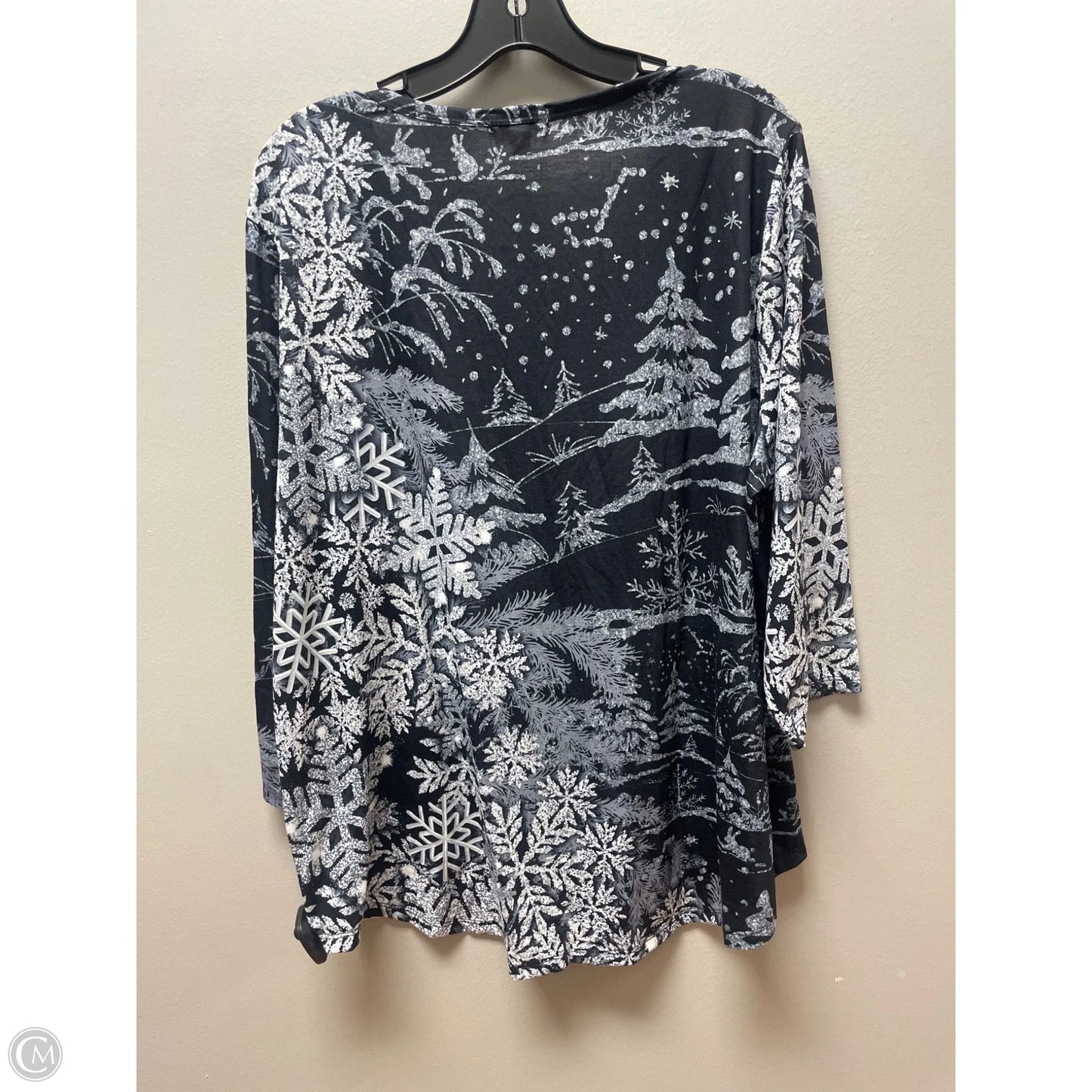 Top Short Sleeve Basic By One World In Black & Grey, Size: 3x