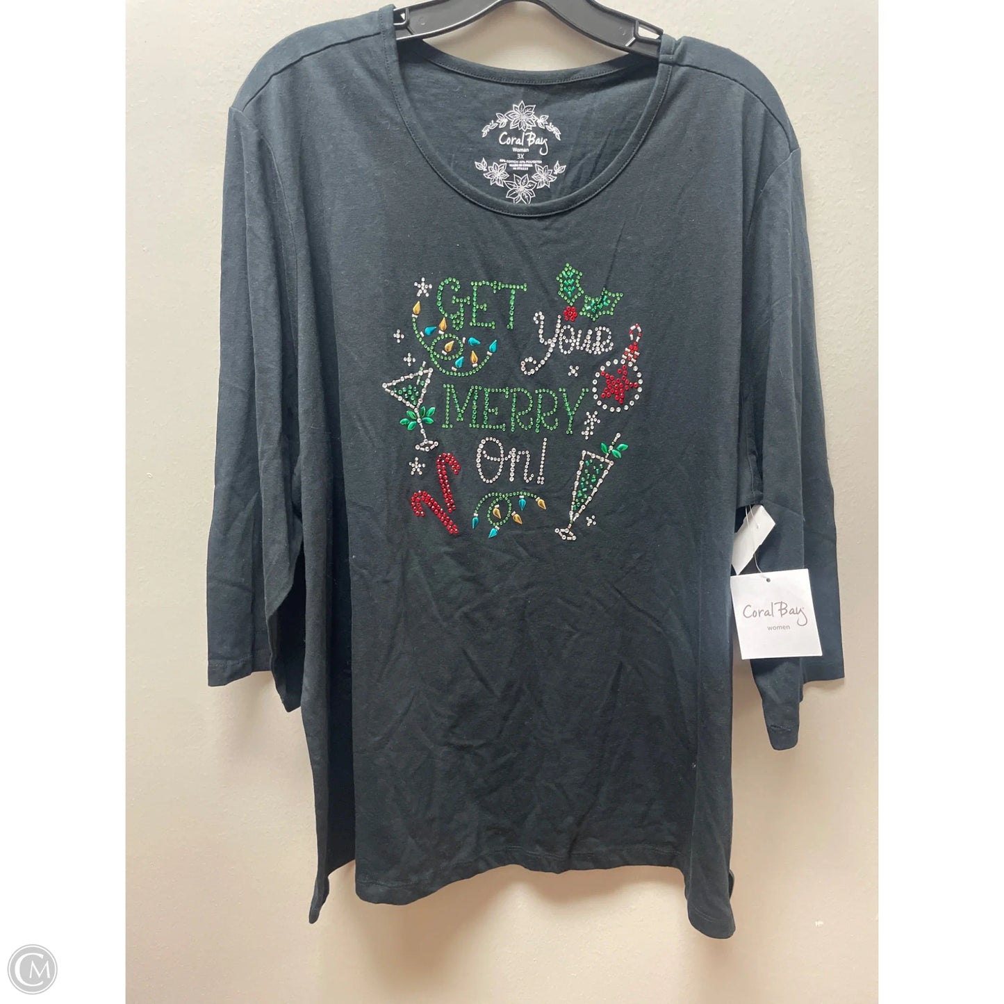 Top Short Sleeve Basic By Coral Bay In Black, Size: 3x