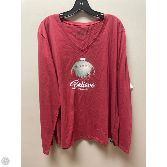 Top Long Sleeve Basic By Life Is Good In Red, Size: 3x