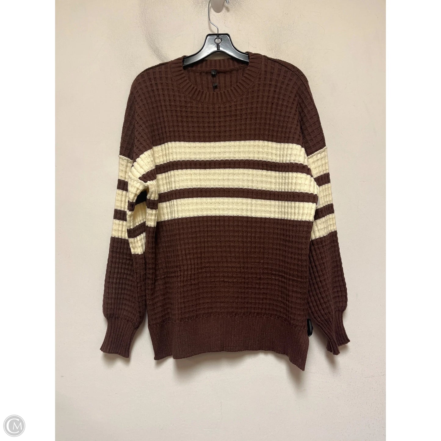 Sweater By Clothes Mentor In Brown & Cream, Size: L