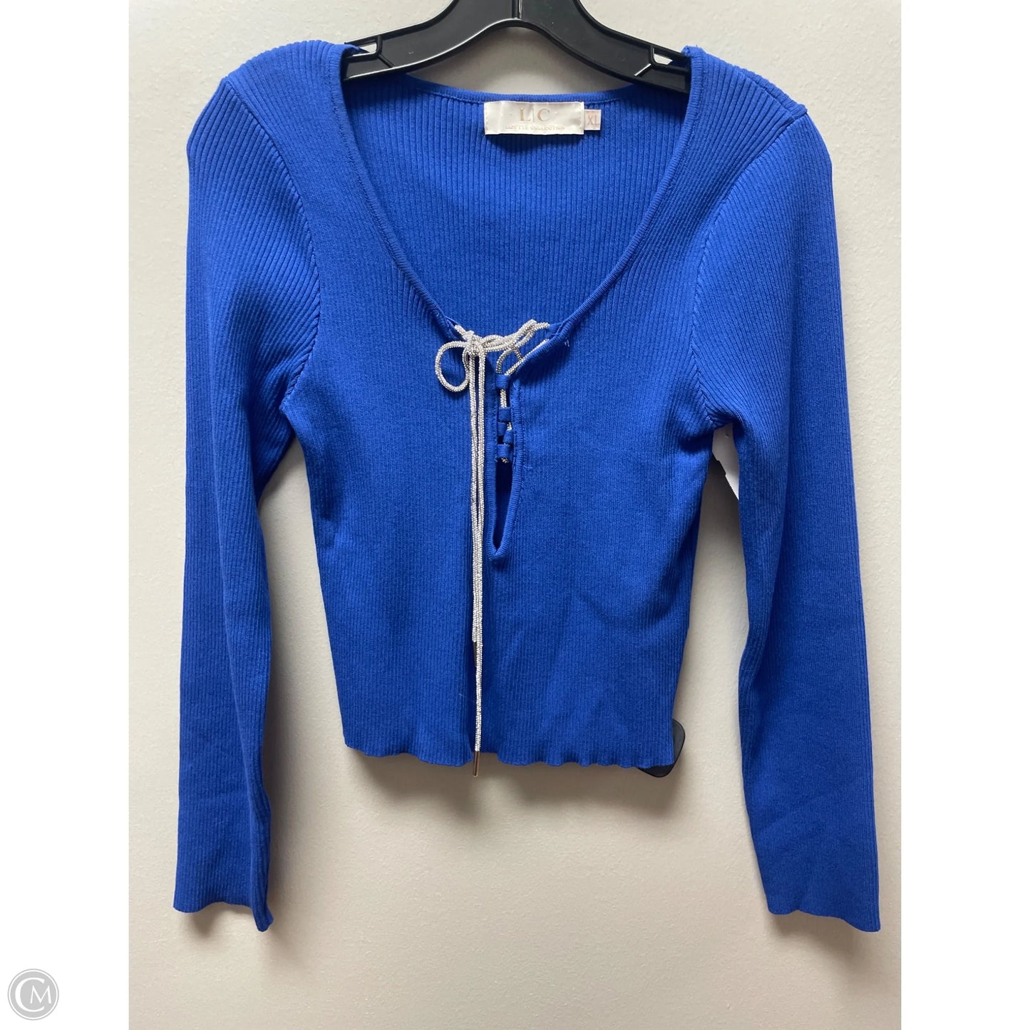Top Long Sleeve By Clothes Mentor In Blue & Silver, Size: Xl
