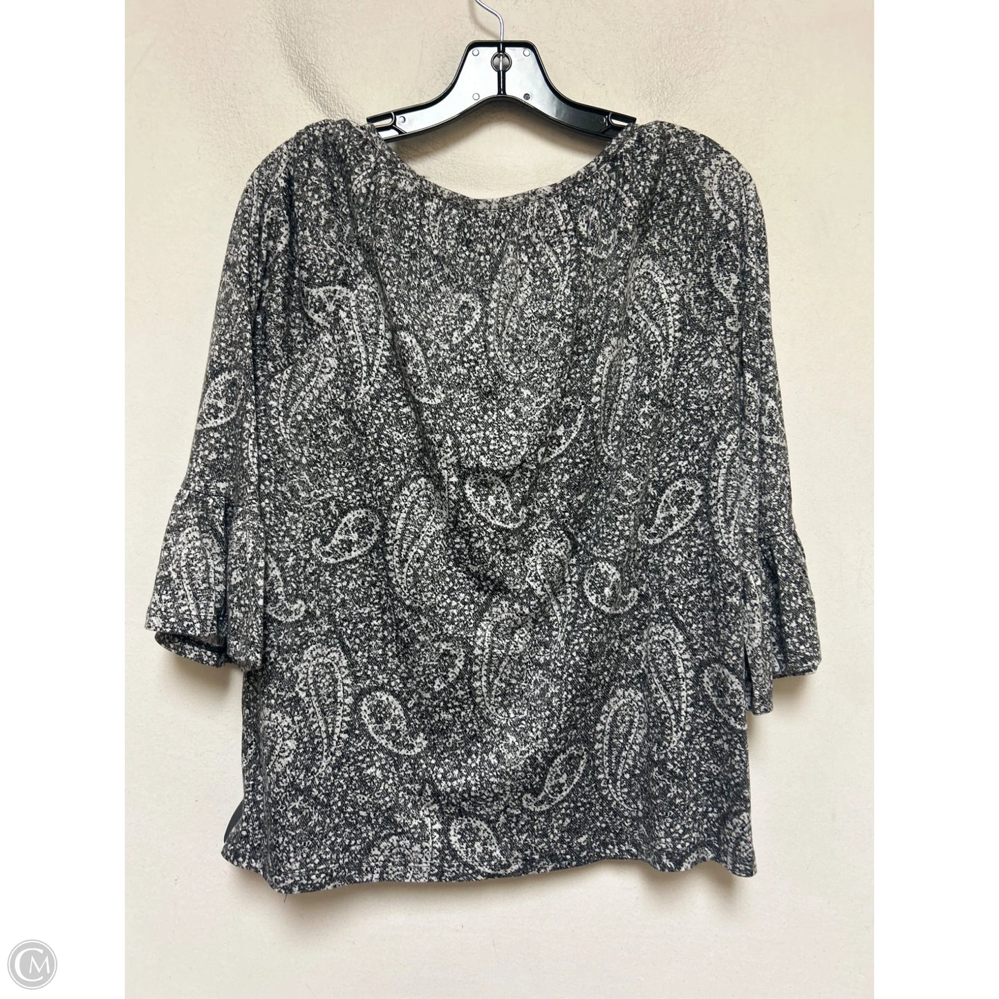 Top Long Sleeve By Michael By Michael Kors In Grey & White, Size: M