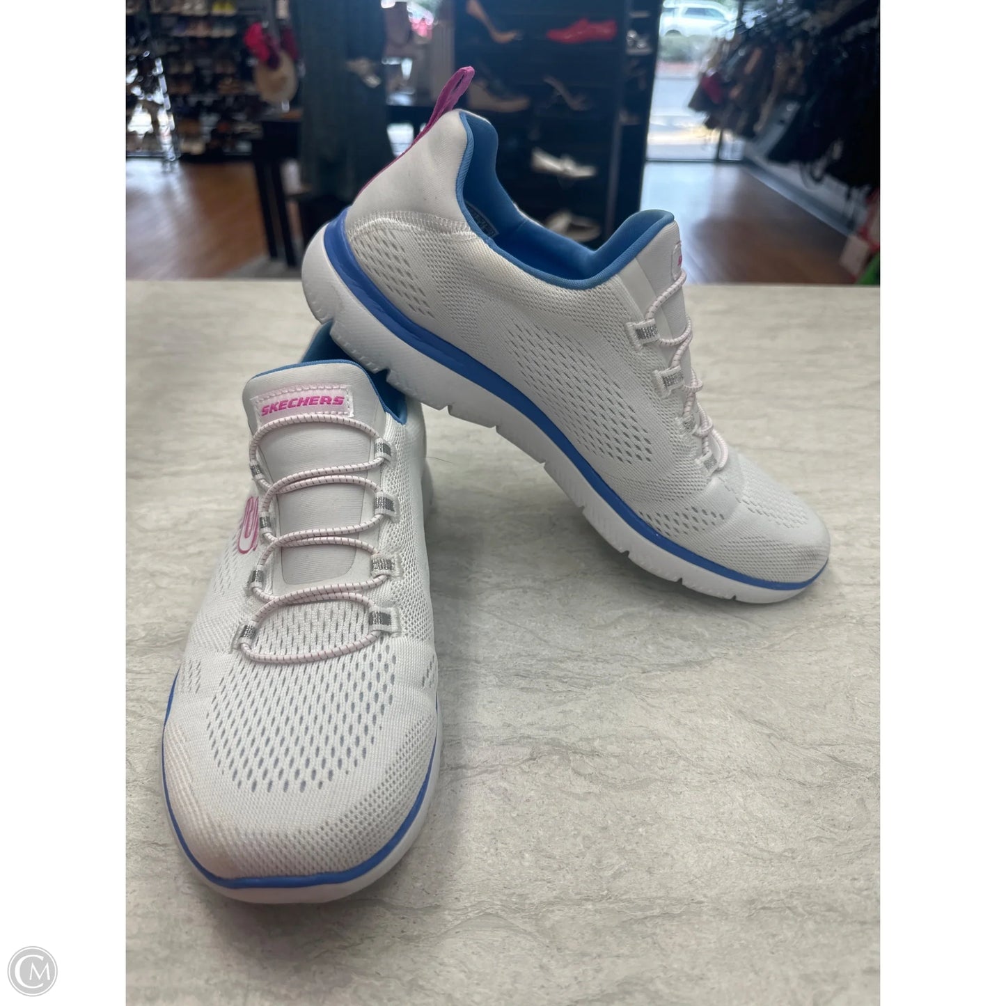 Shoes Sneakers By Skechers In Blue & White, Size: 8.5