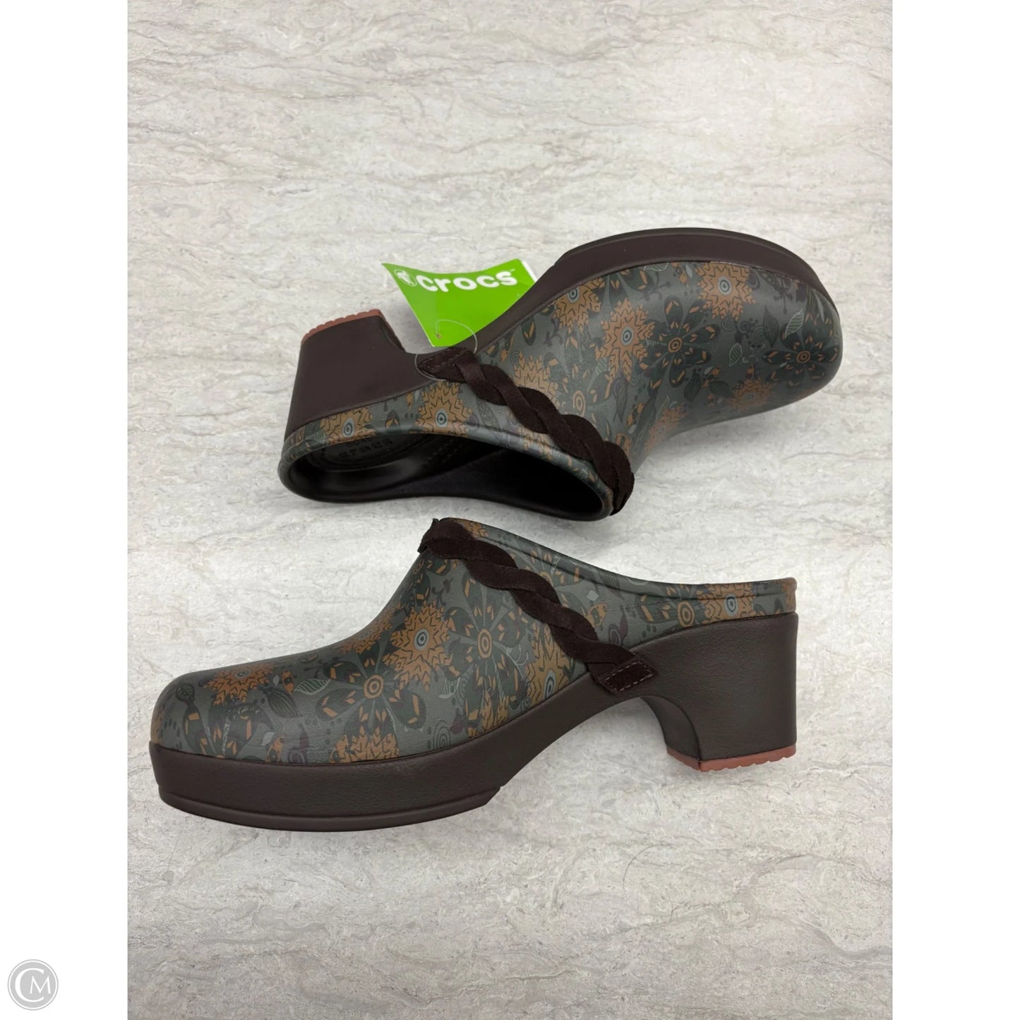Shoes Heels Block By Crocs In Floral Print, Size: 10