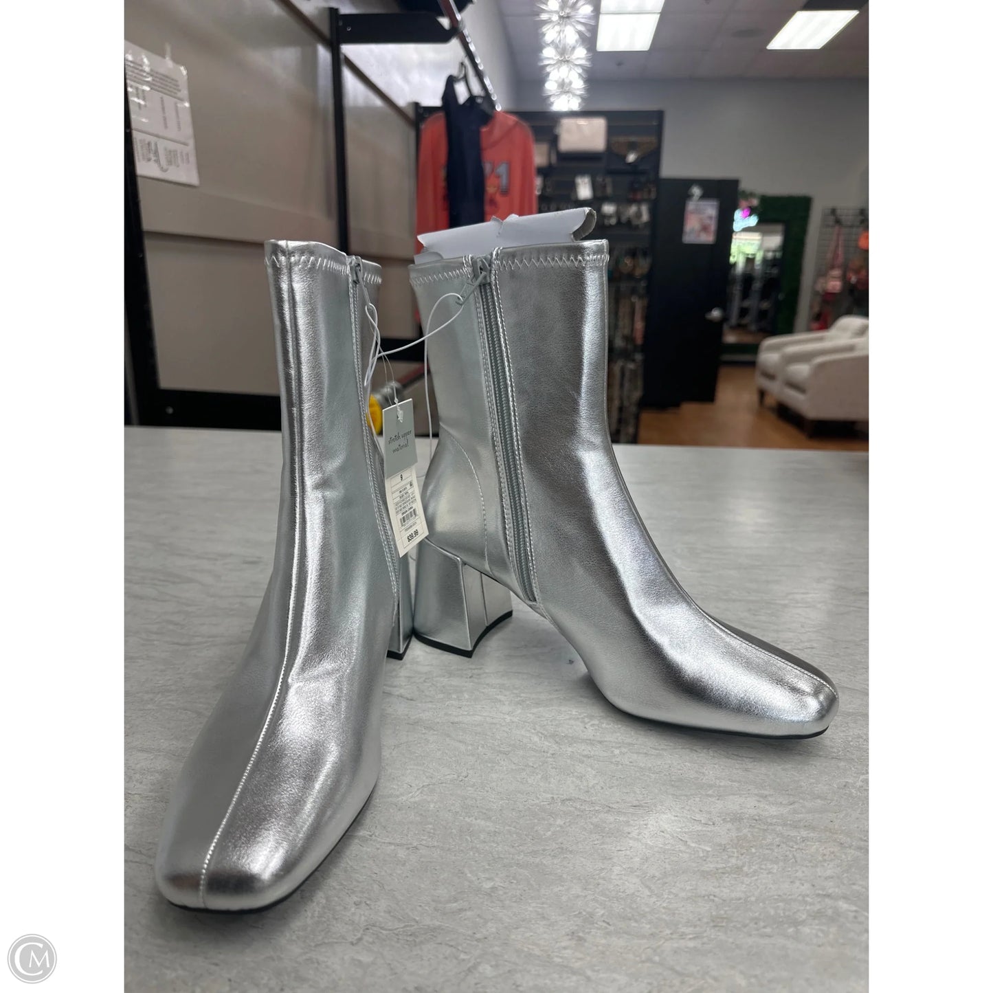 Boots Ankle Heels By A New Day In Silver, Size: 9