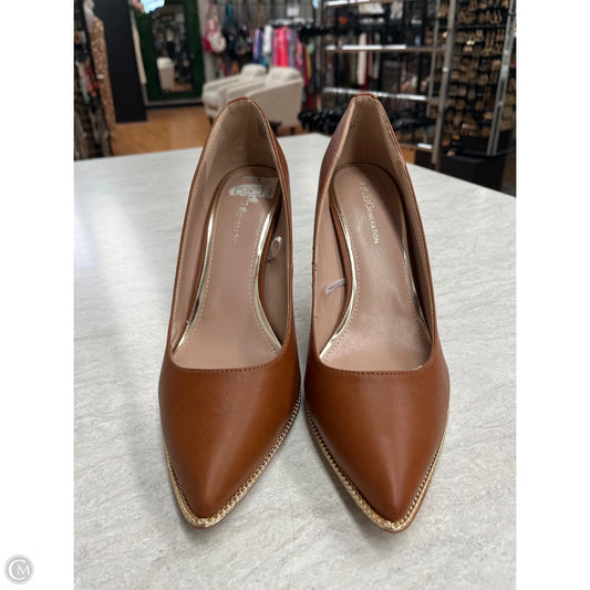 Shoes Heels Stiletto By Bcbgeneration In Brown & Gold, Size: 10