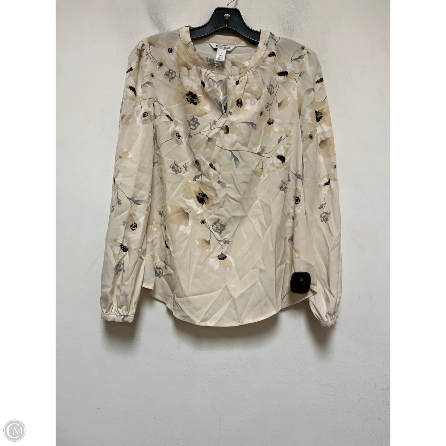 Top Long Sleeve By White House Black Market In Cream, Size: Xs