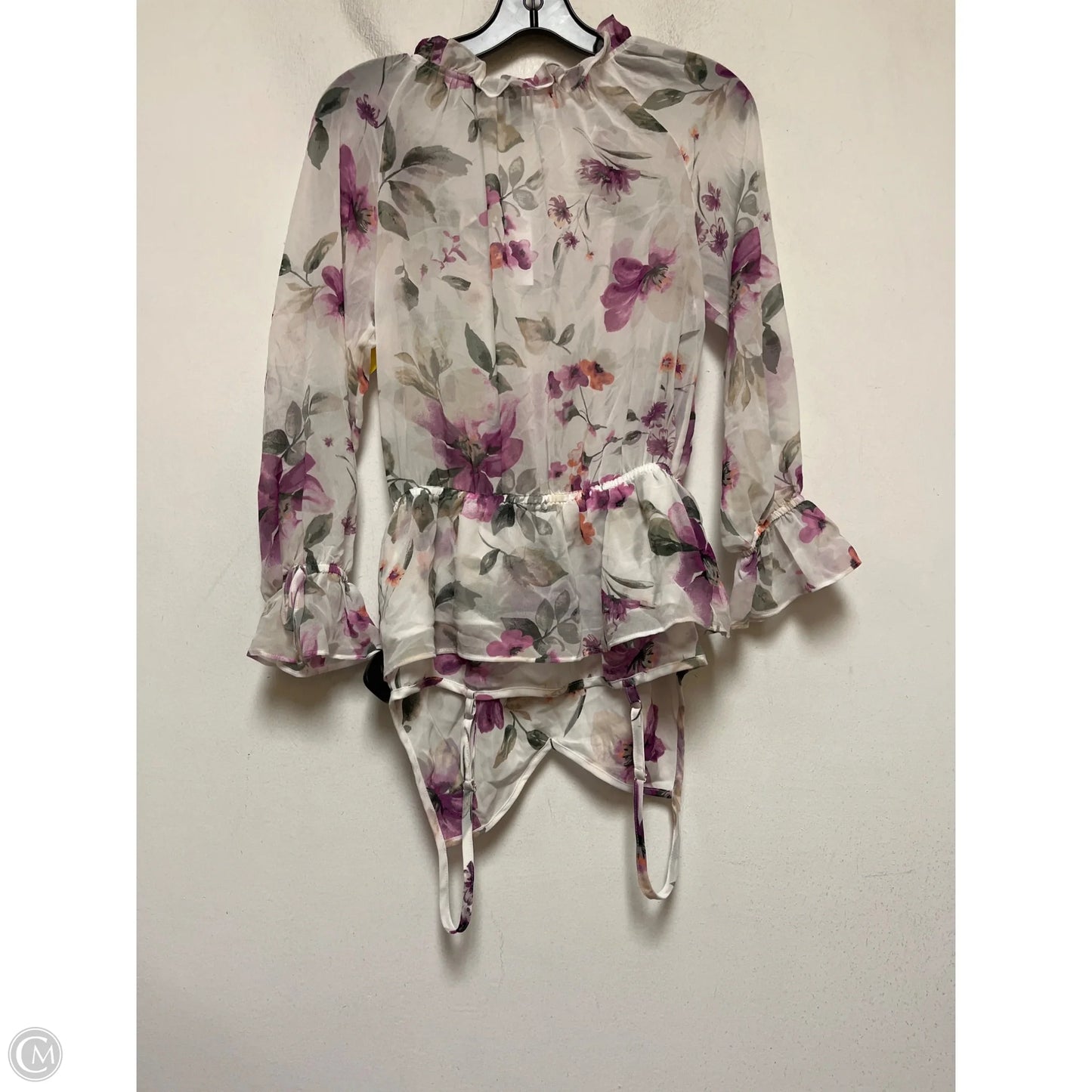 Top Long Sleeve By White House Black Market In Floral Print, Size: Xsp