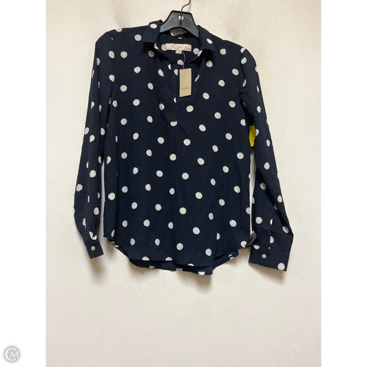 Top Long Sleeve By Loft In Polkadot Pattern, Size: Xsp