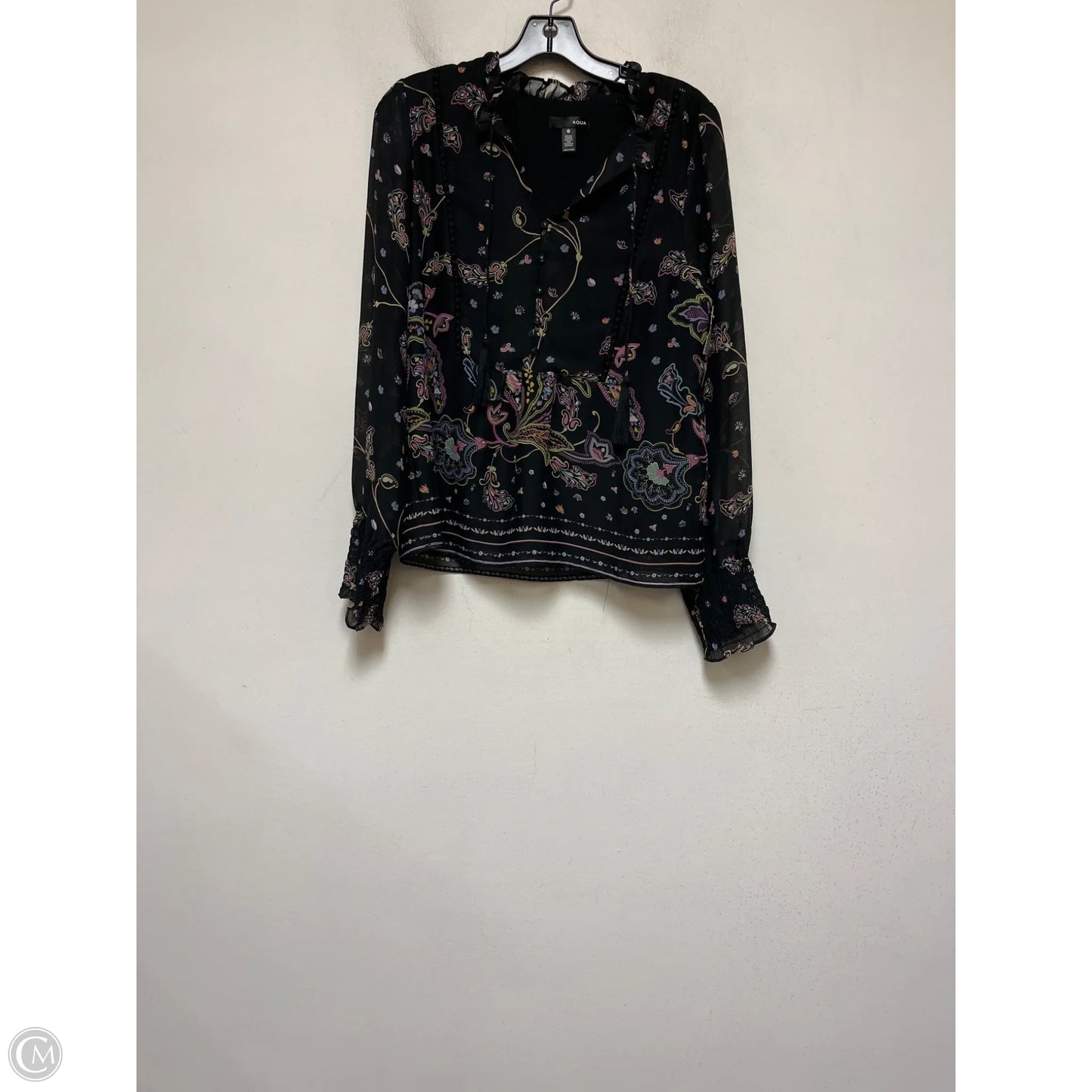 Top Long Sleeve By Aqua In Paisley Print, Size: S