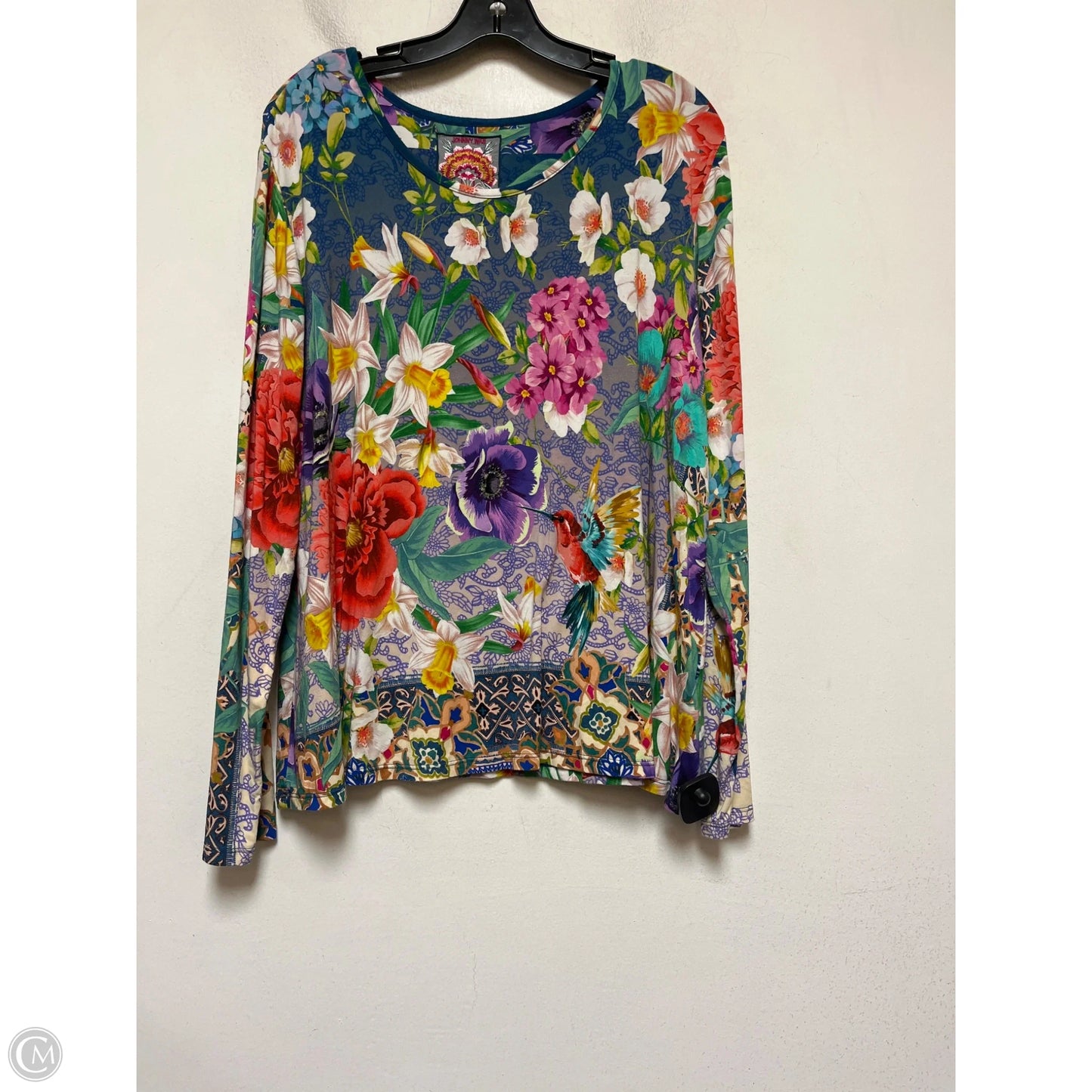 Top Long Sleeve By Johnny Was In Floral Print, Size: L