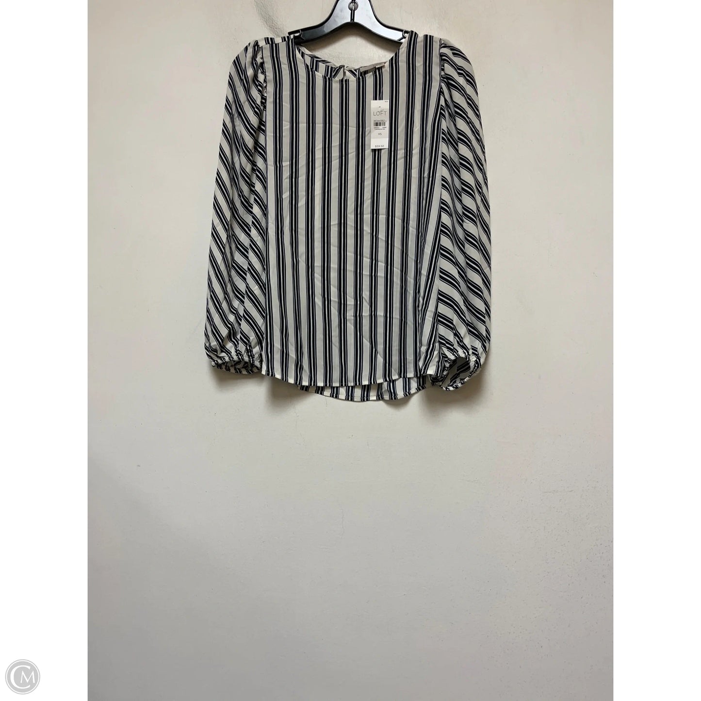 Top Long Sleeve By Loft In Blue & White, Size: Xs
