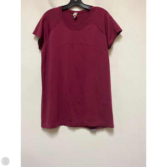 Athletic Top Short Sleeve By Lululemon In Maroon, Size: Xl