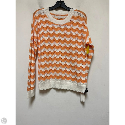 Top Long Sleeve By Loft In Cream & Orange, Size: Xs