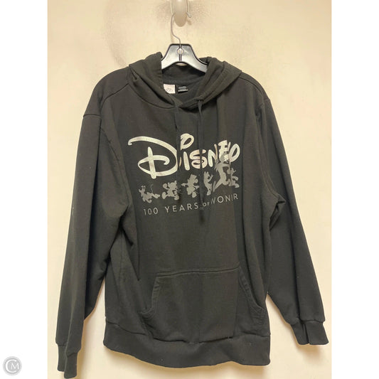 Sweatshirt Hoodie By Disney In Black, Size: L