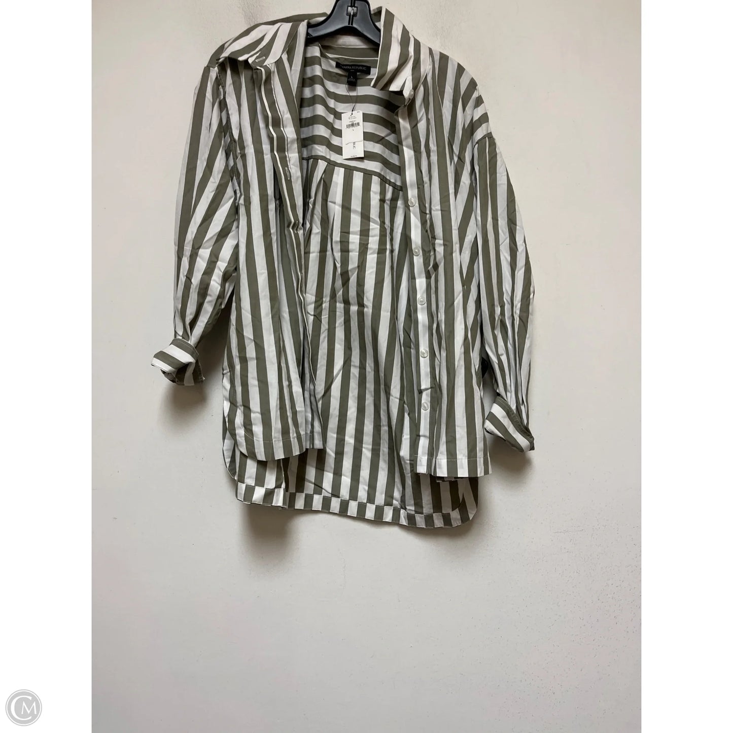 Top Long Sleeve By Banana Republic In Striped Pattern, Size: L