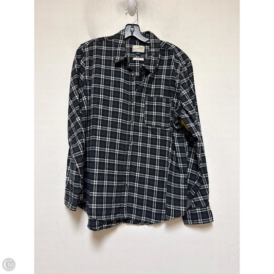 Top Long Sleeve By Universal Thread In Plaid Pattern, Size: L