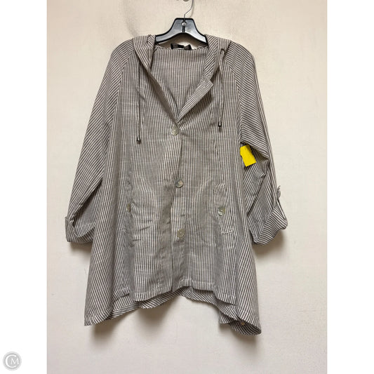 Jacket Shirt By Jones And Co In Striped Pattern, Size: L
