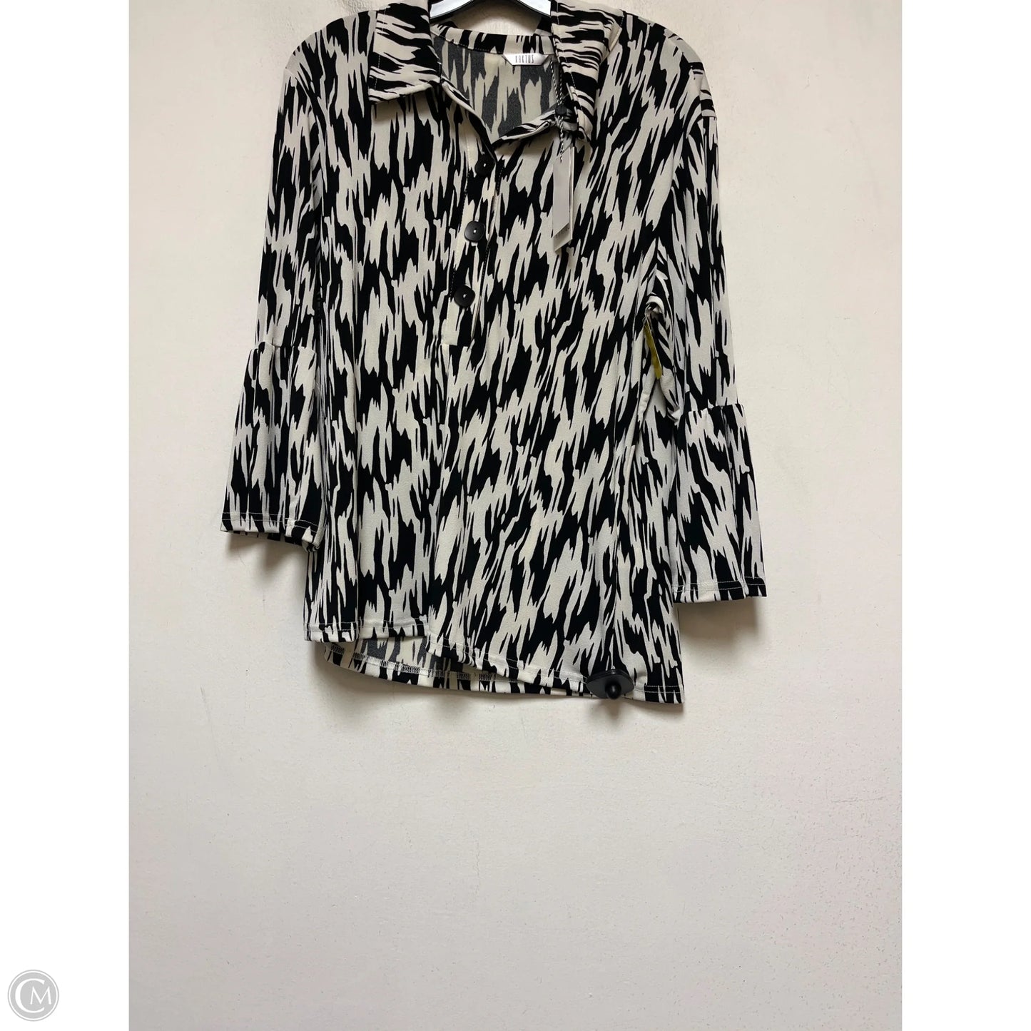 Top Long Sleeve By Kaktus In Black & White, Size: S