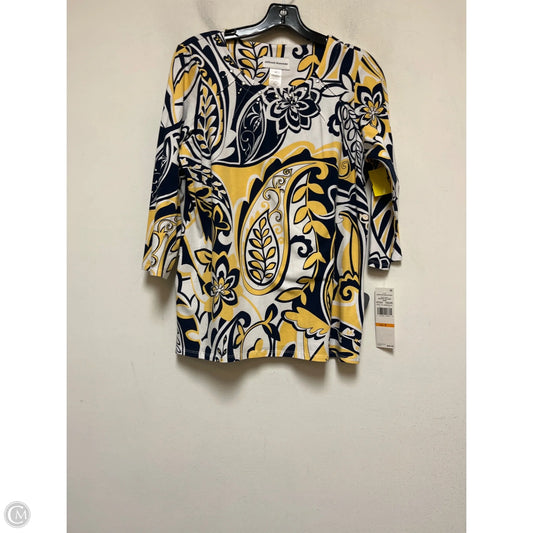 Top Long Sleeve By Alfred Dunner In Blue & Yellow, Size: S