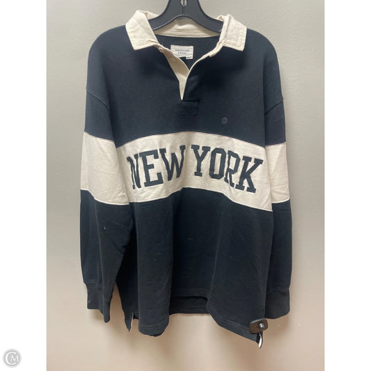 Top Long Sleeve By American Eagle In Black & Cream, Size: S
