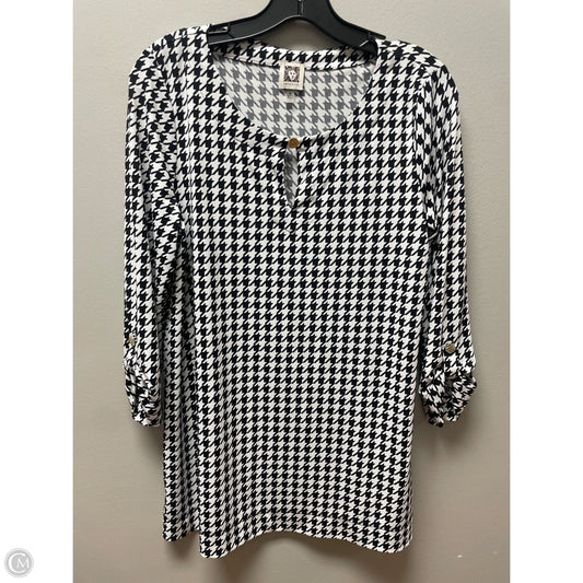 Top Long Sleeve By Anne Klein In Black & White, Size: M