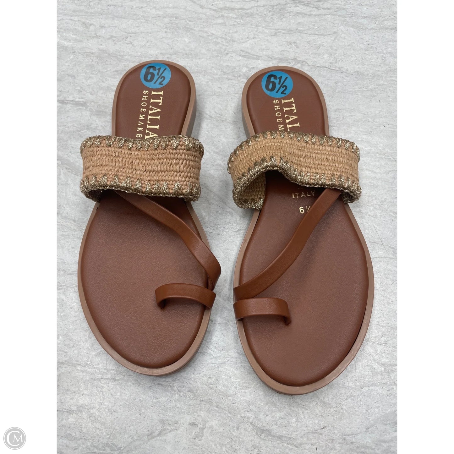 Sandals Flats By Italian Shoemakers In Brown, Size: 6.5