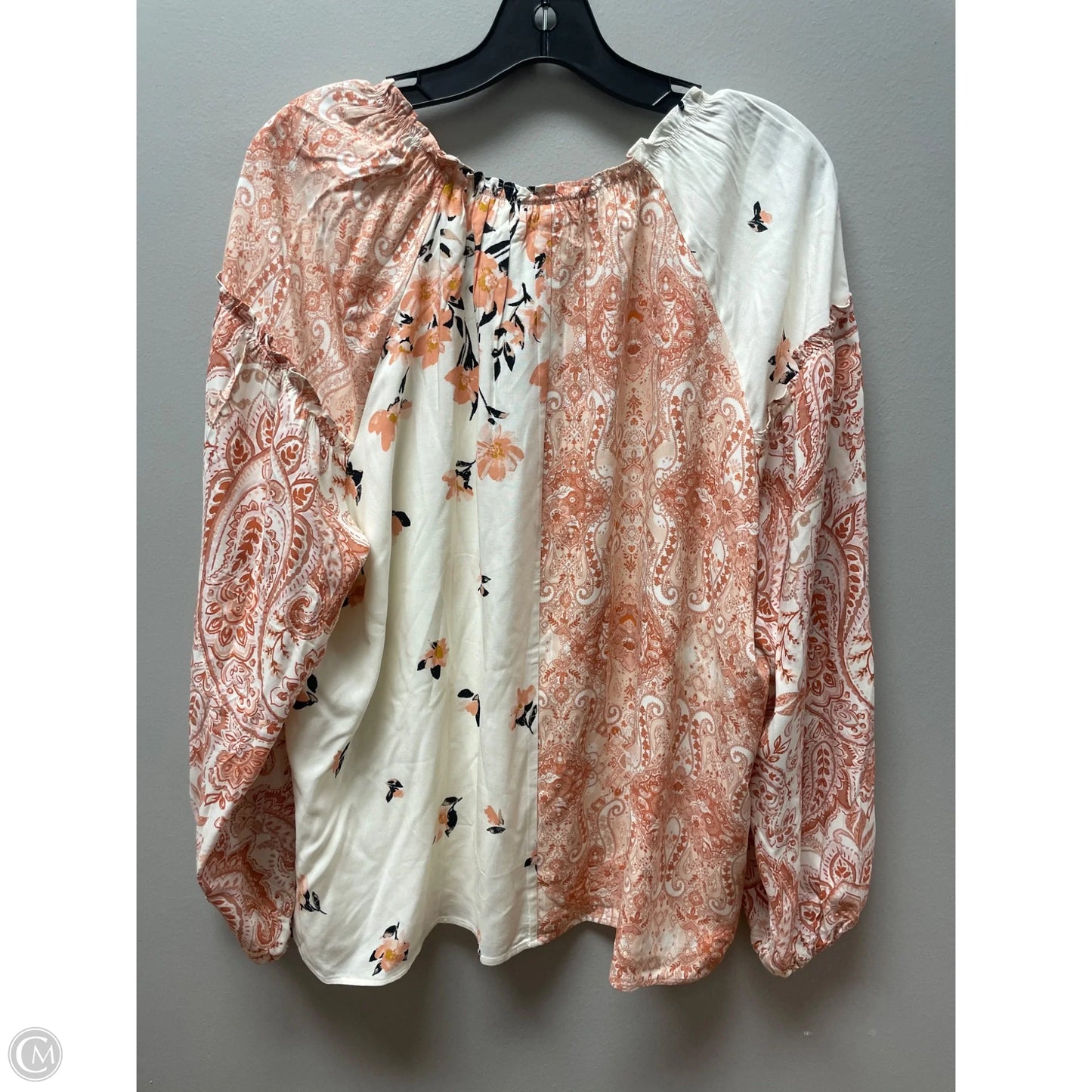 Top Long Sleeve By Daniel Rainn In Cream & Orange, Size: Xl