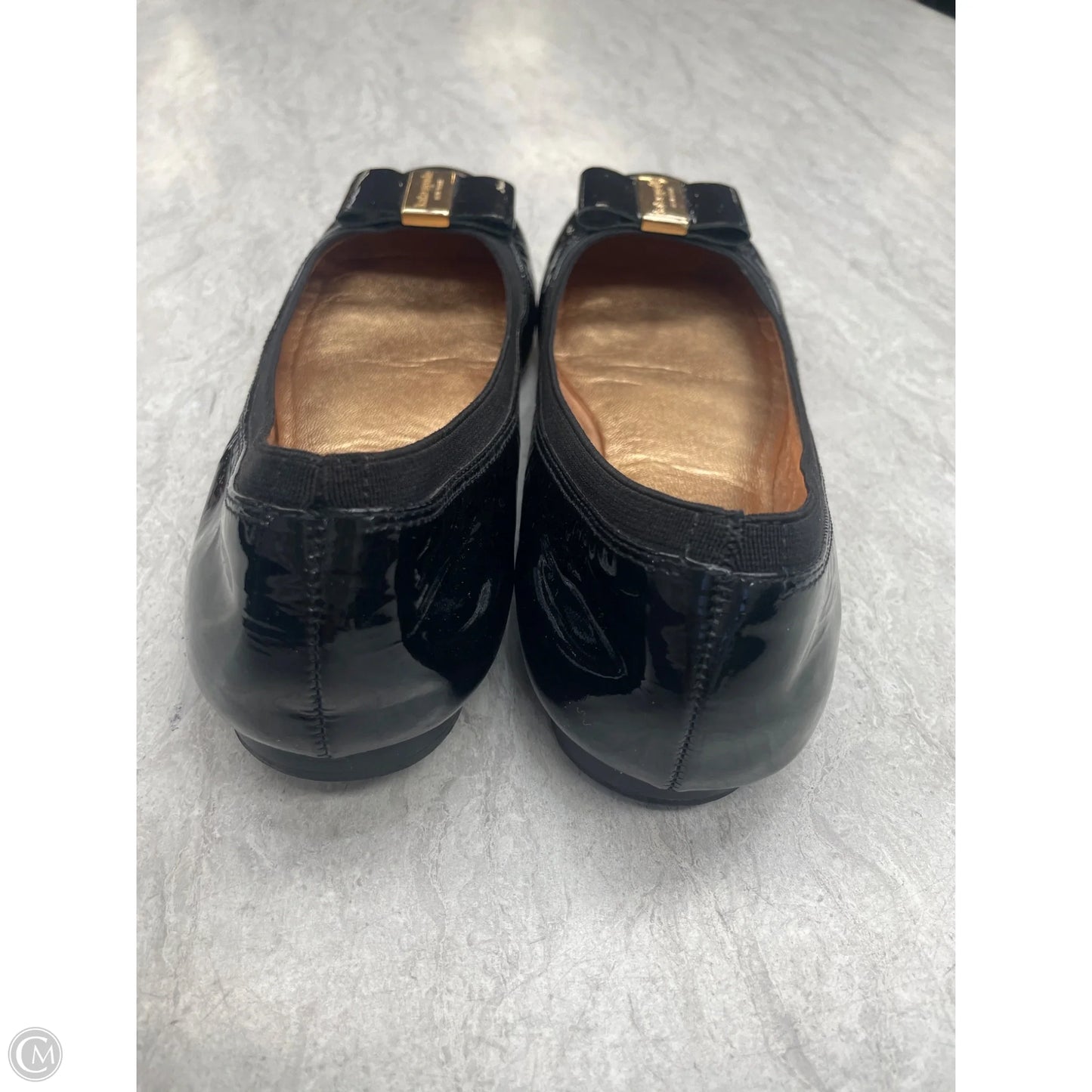 Shoes Designer By Kate Spade In Black & Gold, Size: 7