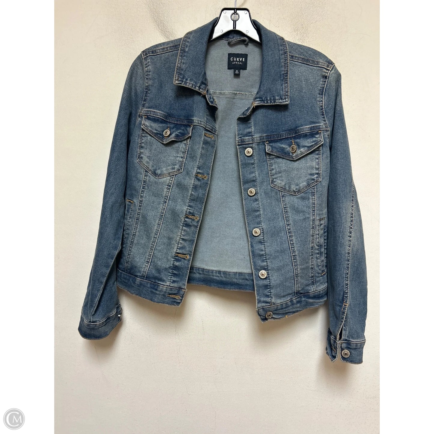 Jacket Denim By Curve Appeal In Blue Denim, Size: M