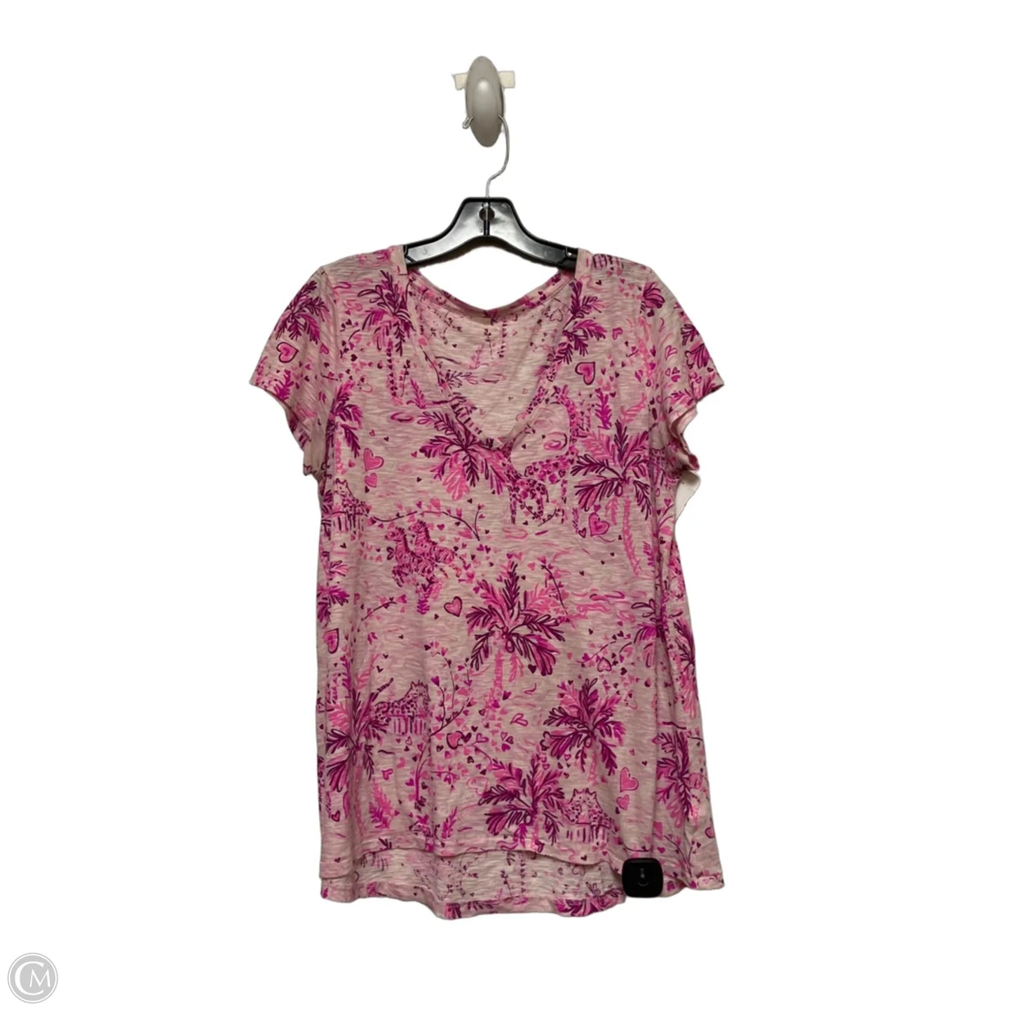 Top Short Sleeve Designer By Lilly Pulitzer In Pink & Purple, Size: M
